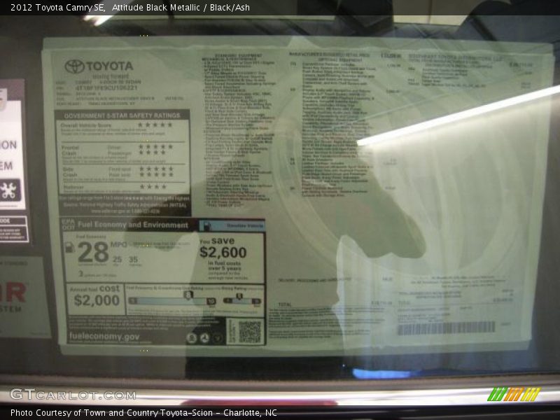 Attitude Black Metallic / Black/Ash 2012 Toyota Camry SE
