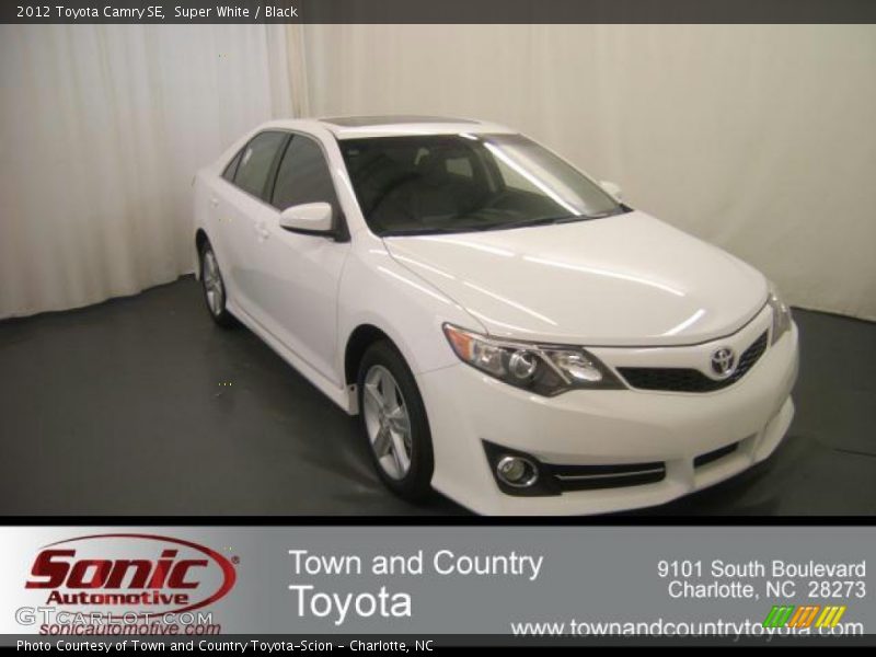 Super White / Black 2012 Toyota Camry SE
