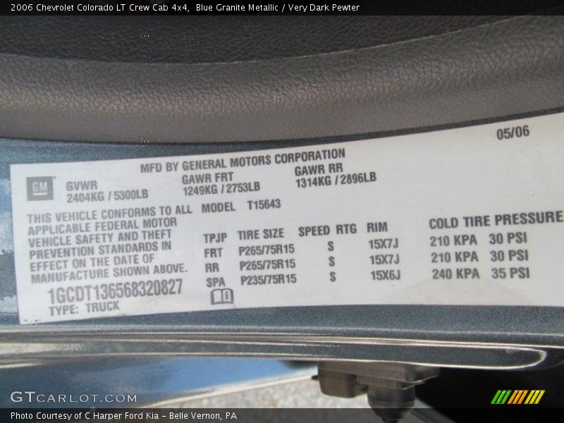 Blue Granite Metallic / Very Dark Pewter 2006 Chevrolet Colorado LT Crew Cab 4x4