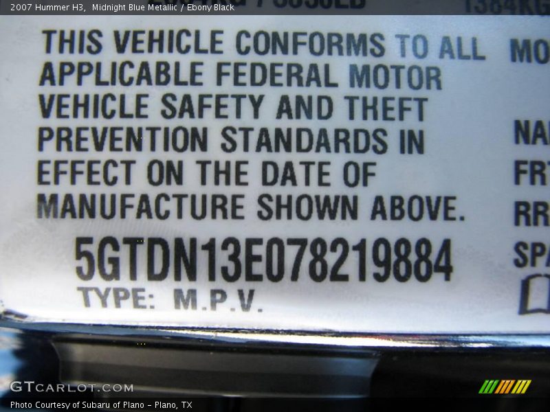 Midnight Blue Metallic / Ebony Black 2007 Hummer H3