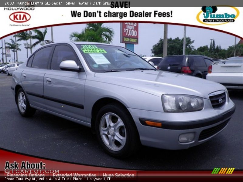 Silver Pewter / Dark Gray 2003 Hyundai Elantra GLS Sedan
