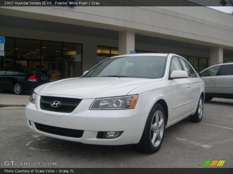 Powder White Pearl / Gray 2007 Hyundai Sonata SE V6