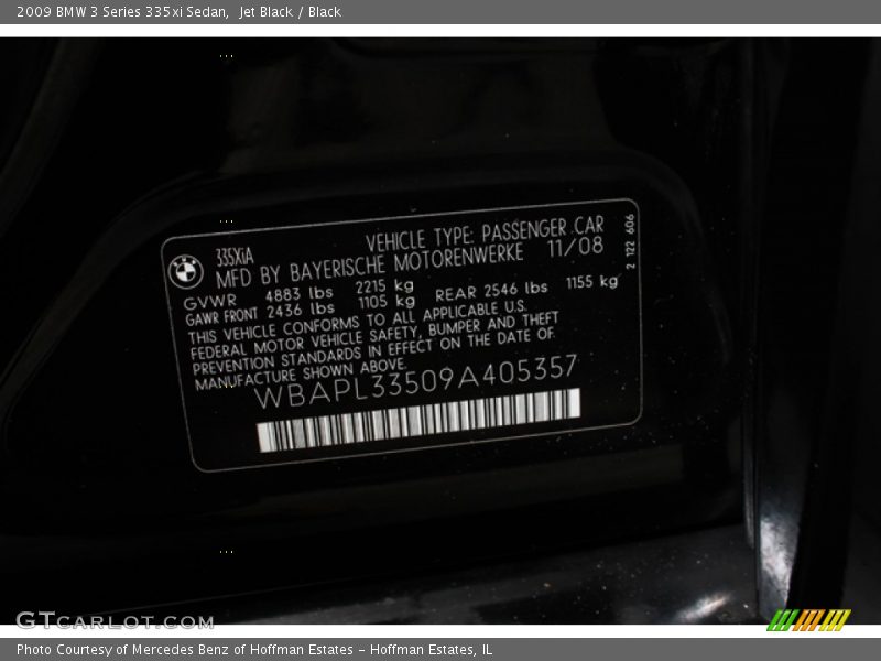 Jet Black / Black 2009 BMW 3 Series 335xi Sedan