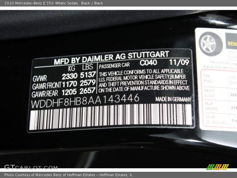 Black / Black 2010 Mercedes-Benz E 350 4Matic Sedan