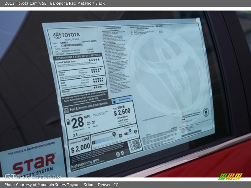 Barcelona Red Metallic / Black 2012 Toyota Camry SE