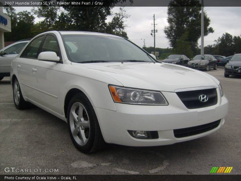 Powder White Pearl / Gray 2007 Hyundai Sonata SE V6