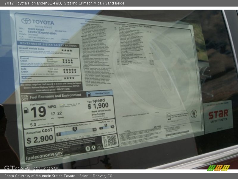 Sizzling Crimson Mica / Sand Beige 2012 Toyota Highlander SE 4WD