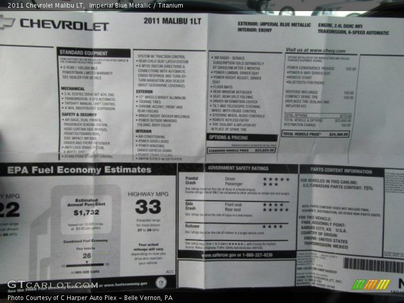 Imperial Blue Metallic / Titanium 2011 Chevrolet Malibu LT