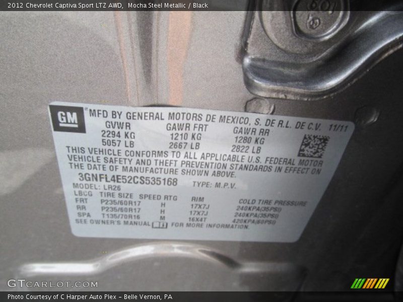 Mocha Steel Metallic / Black 2012 Chevrolet Captiva Sport LTZ AWD