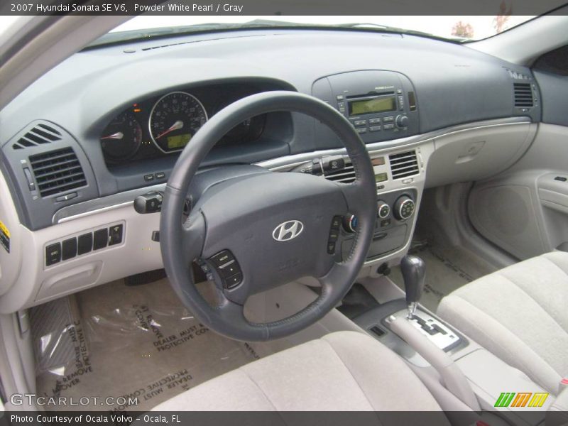 Powder White Pearl / Gray 2007 Hyundai Sonata SE V6