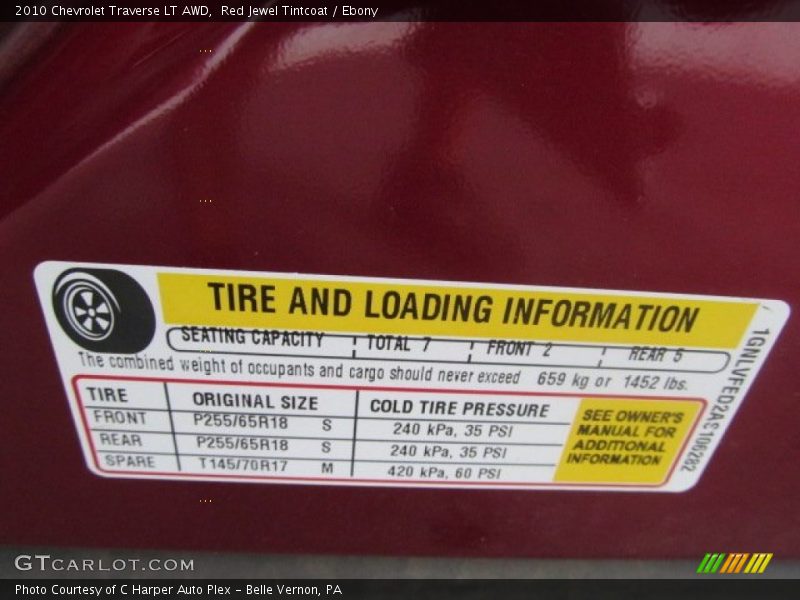 Red Jewel Tintcoat / Ebony 2010 Chevrolet Traverse LT AWD