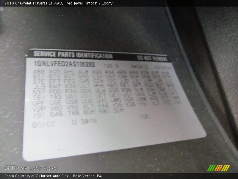 Red Jewel Tintcoat / Ebony 2010 Chevrolet Traverse LT AWD