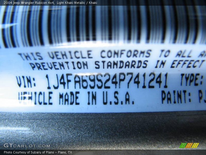 Light Khaki Metallic / Khaki 2004 Jeep Wrangler Rubicon 4x4
