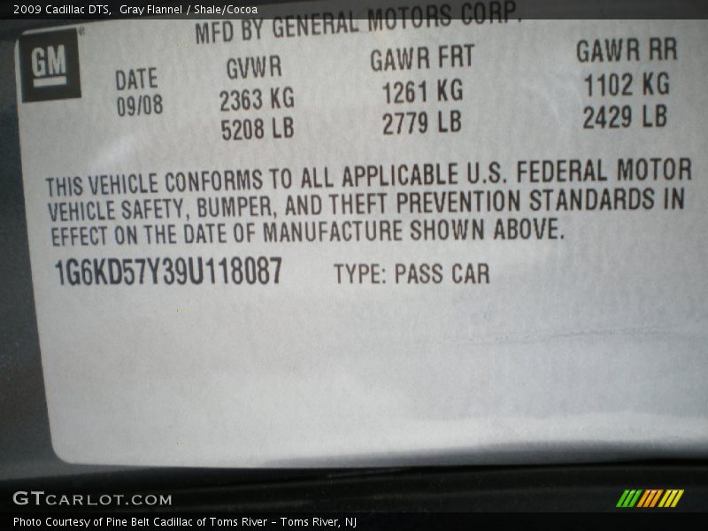 Gray Flannel / Shale/Cocoa 2009 Cadillac DTS