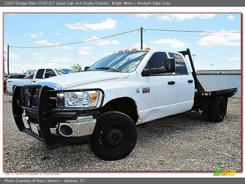 Bright White / Medium Slate Gray 2007 Dodge Ram 3500 SLT Quad Cab 4x4 Dually Chassis