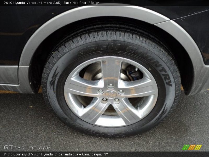 Black Noir Pearl / Beige 2010 Hyundai Veracruz Limited AWD