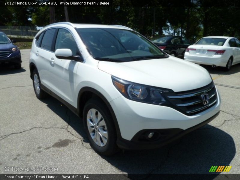 White Diamond Pearl / Beige 2012 Honda CR-V EX-L 4WD