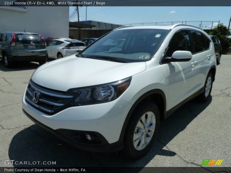 White Diamond Pearl / Beige 2012 Honda CR-V EX-L 4WD