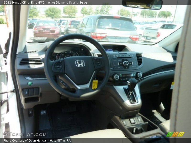 White Diamond Pearl / Beige 2012 Honda CR-V EX-L 4WD