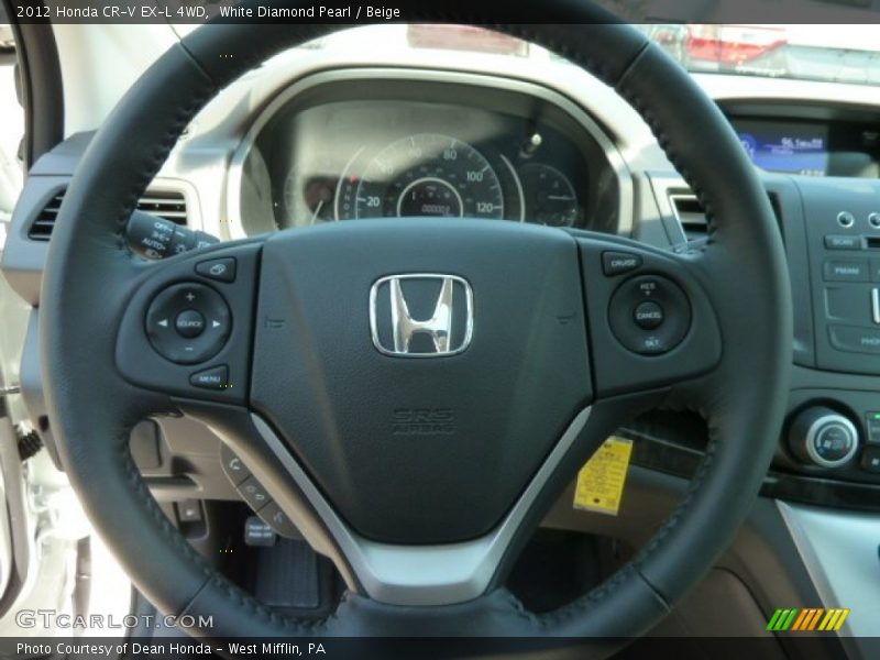 White Diamond Pearl / Beige 2012 Honda CR-V EX-L 4WD