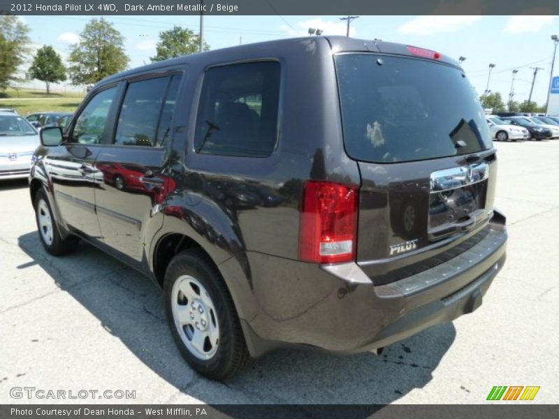 Dark Amber Metallic / Beige 2012 Honda Pilot LX 4WD