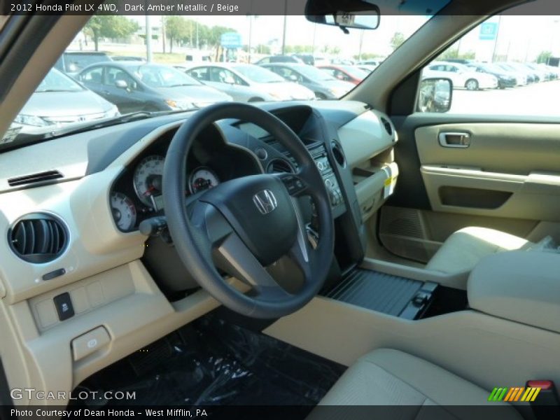 Dark Amber Metallic / Beige 2012 Honda Pilot LX 4WD