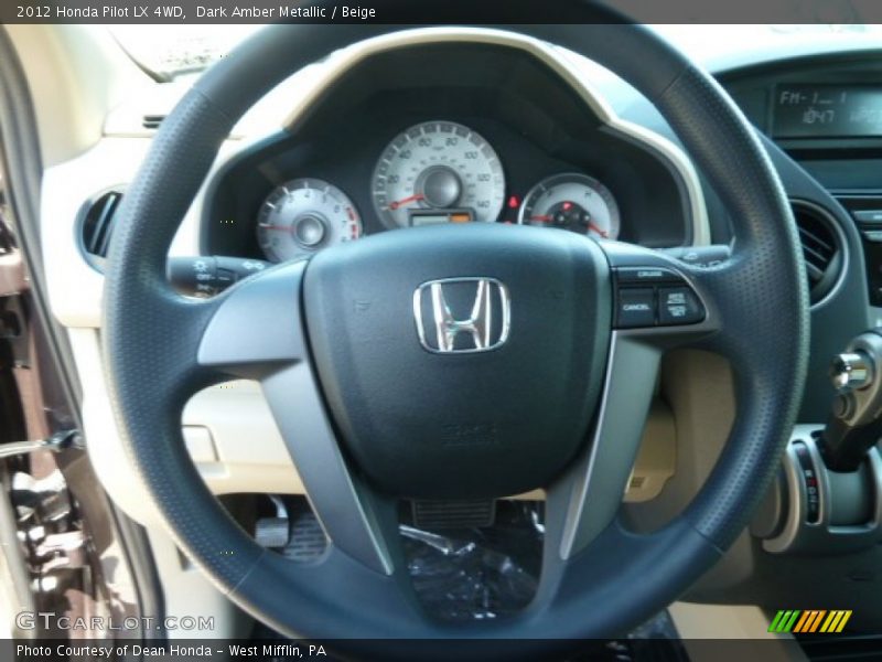 Dark Amber Metallic / Beige 2012 Honda Pilot LX 4WD