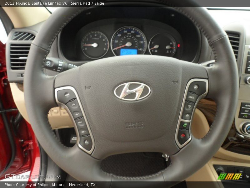 Sierra Red / Beige 2012 Hyundai Santa Fe Limited V6