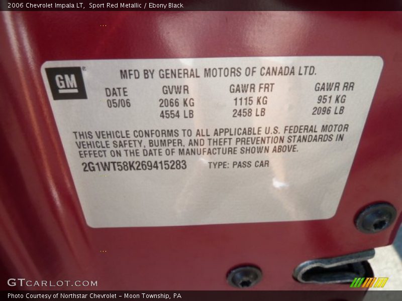 Sport Red Metallic / Ebony Black 2006 Chevrolet Impala LT