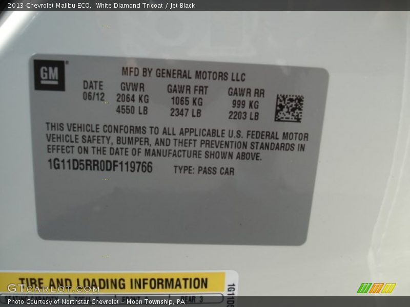 White Diamond Tricoat / Jet Black 2013 Chevrolet Malibu ECO
