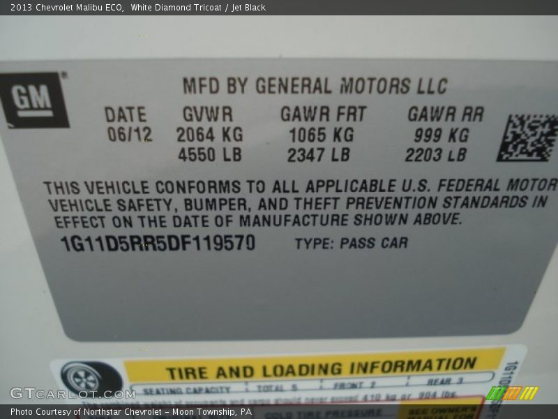 White Diamond Tricoat / Jet Black 2013 Chevrolet Malibu ECO