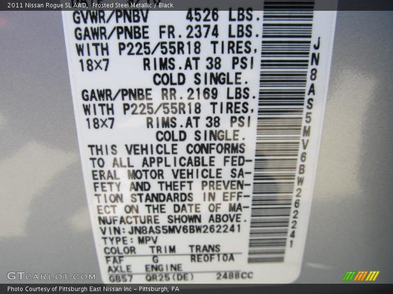 Frosted Steel Metallic / Black 2011 Nissan Rogue SL AWD