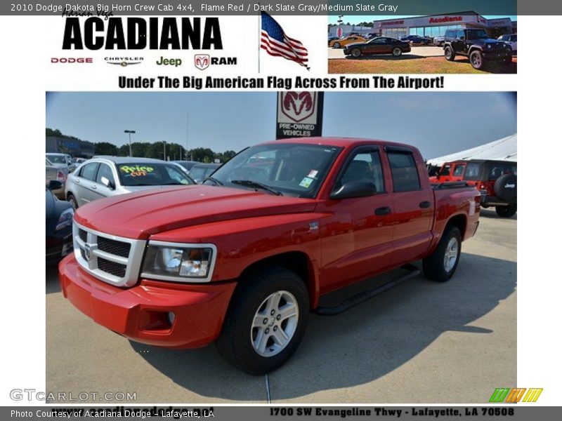Flame Red / Dark Slate Gray/Medium Slate Gray 2010 Dodge Dakota Big Horn Crew Cab 4x4