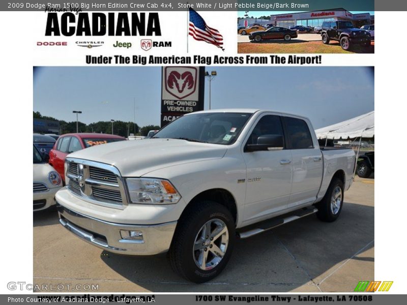 Stone White / Light Pebble Beige/Bark Brown 2009 Dodge Ram 1500 Big Horn Edition Crew Cab 4x4