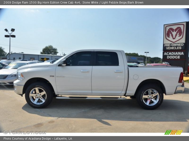 Stone White / Light Pebble Beige/Bark Brown 2009 Dodge Ram 1500 Big Horn Edition Crew Cab 4x4