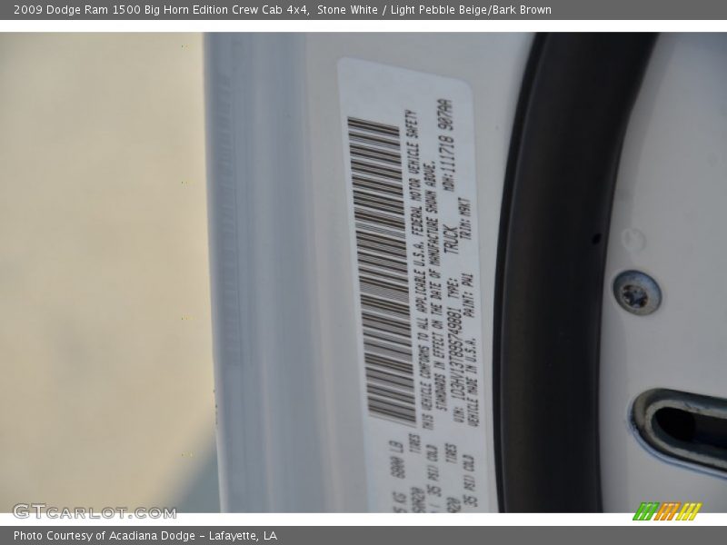 Stone White / Light Pebble Beige/Bark Brown 2009 Dodge Ram 1500 Big Horn Edition Crew Cab 4x4
