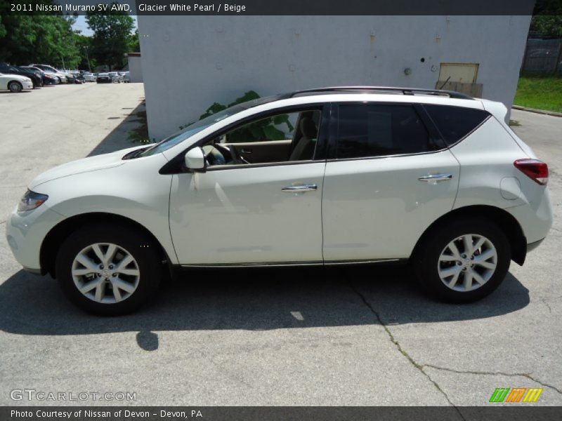 Glacier White Pearl / Beige 2011 Nissan Murano SV AWD