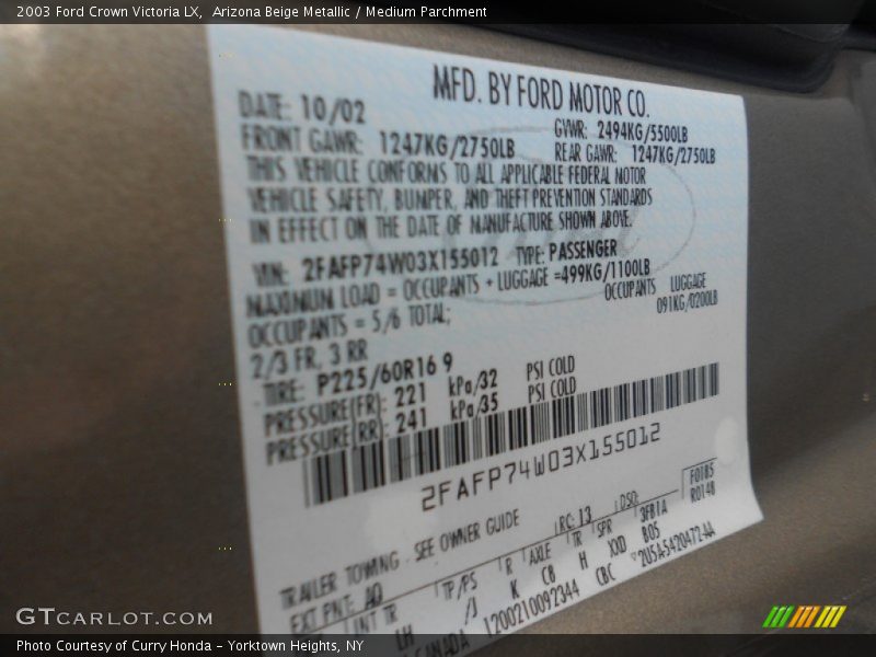 Arizona Beige Metallic / Medium Parchment 2003 Ford Crown Victoria LX