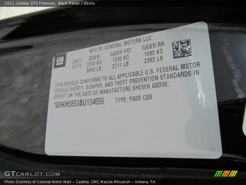 Black Raven / Ebony 2011 Cadillac DTS Premium