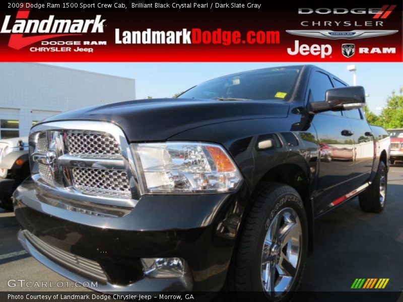 Brilliant Black Crystal Pearl / Dark Slate Gray 2009 Dodge Ram 1500 Sport Crew Cab
