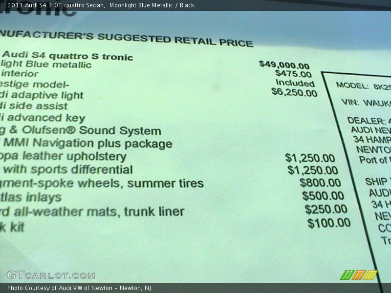  2013 S4 3.0T quattro Sedan Window Sticker