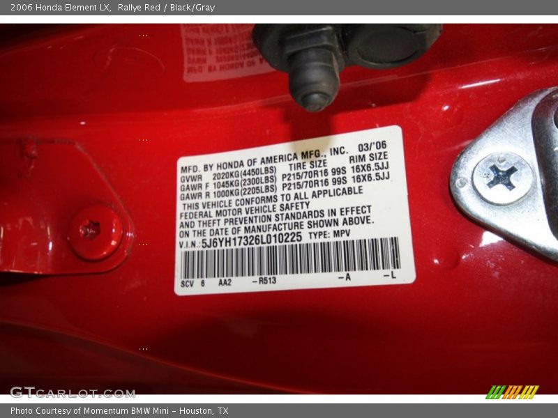 2006 Element LX Rallye Red Color Code R513