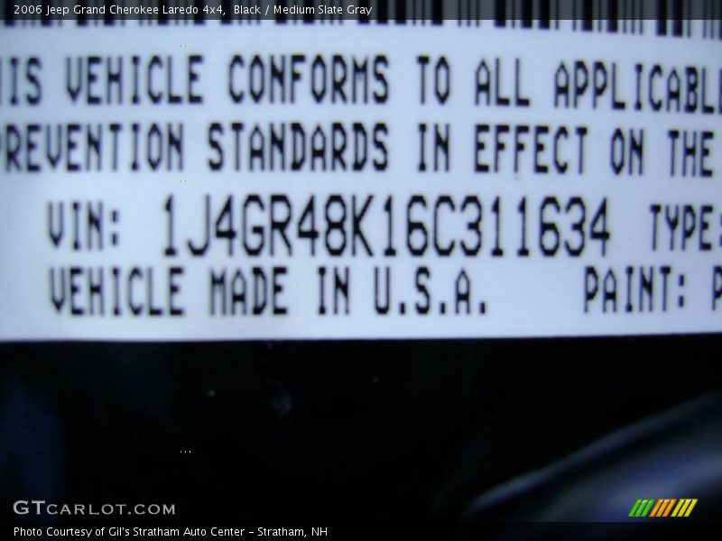 Black / Medium Slate Gray 2006 Jeep Grand Cherokee Laredo 4x4