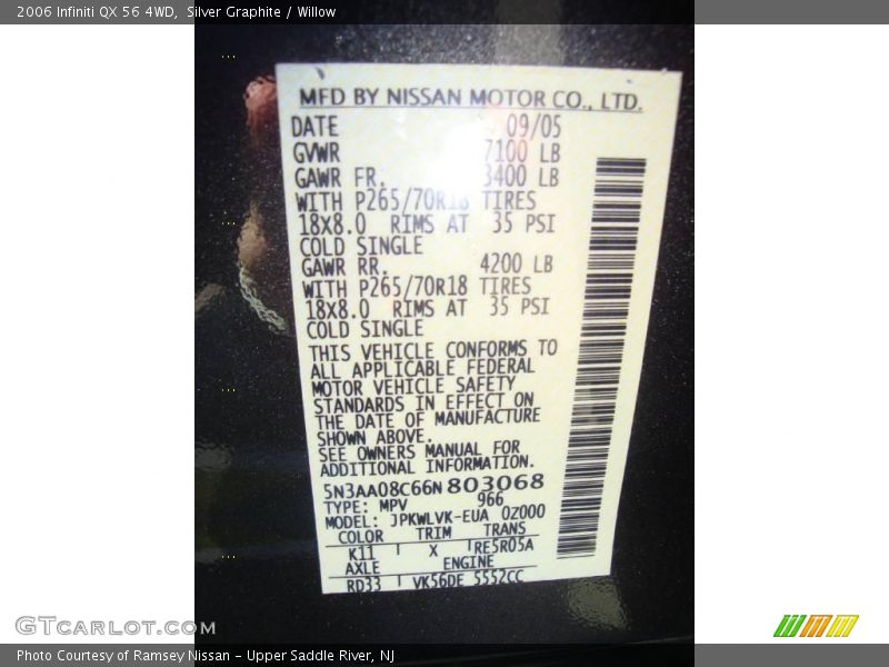Silver Graphite / Willow 2006 Infiniti QX 56 4WD