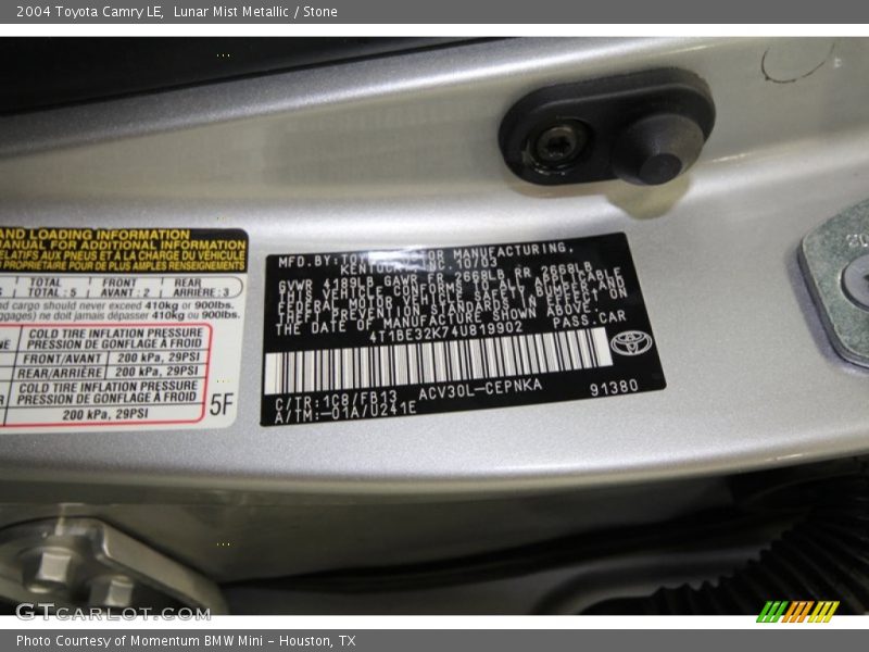 Lunar Mist Metallic / Stone 2004 Toyota Camry LE