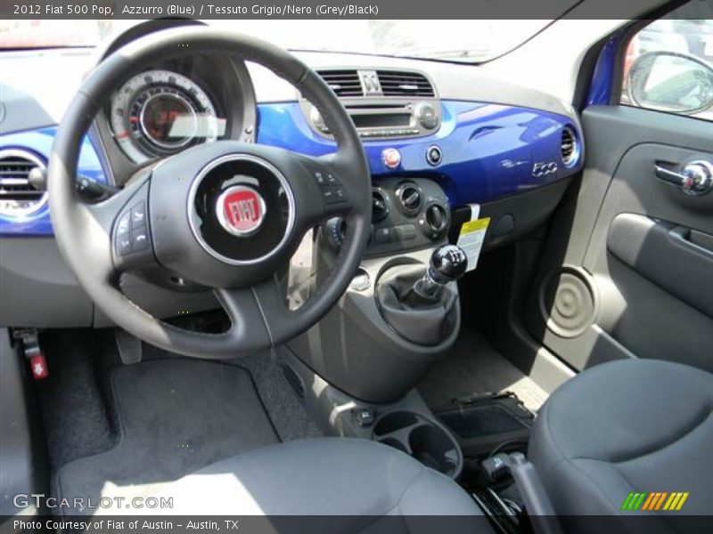 Azzurro (Blue) / Tessuto Grigio/Nero (Grey/Black) 2012 Fiat 500 Pop
