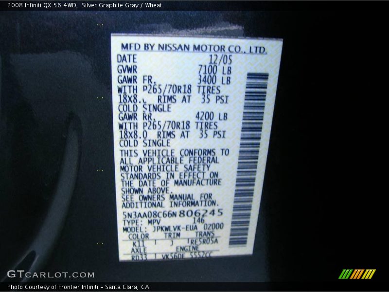 Silver Graphite Gray / Wheat 2008 Infiniti QX 56 4WD