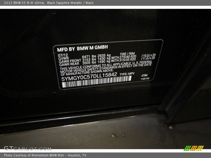 Black Sapphire Metallic / Black 2013 BMW X5 M M xDrive