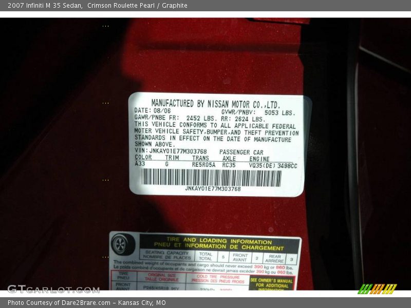 Crimson Roulette Pearl / Graphite 2007 Infiniti M 35 Sedan