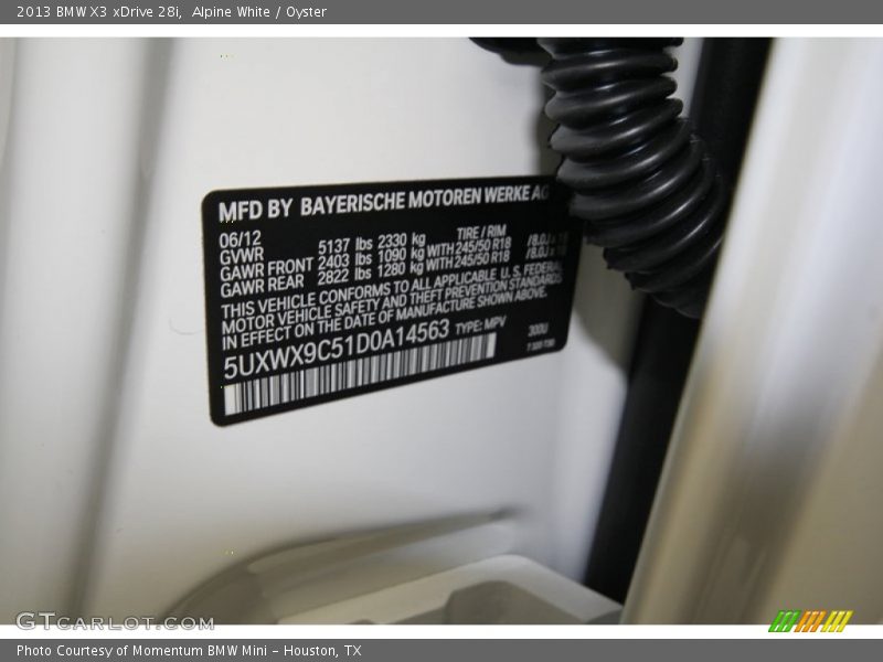 Alpine White / Oyster 2013 BMW X3 xDrive 28i